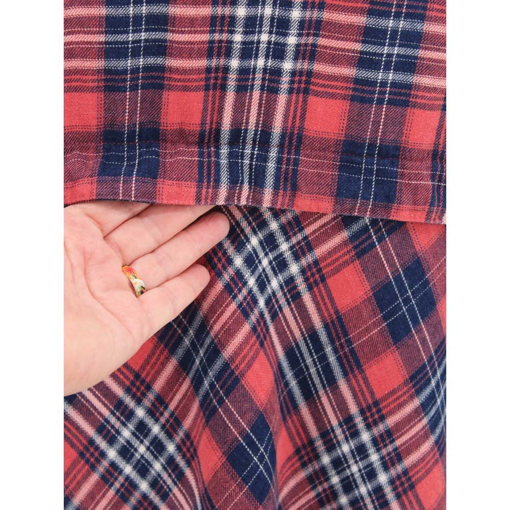 J Jill Denim Plaid Flannel Shirt Large Pink Blue Long Sleeve - Picture 8 of 10
